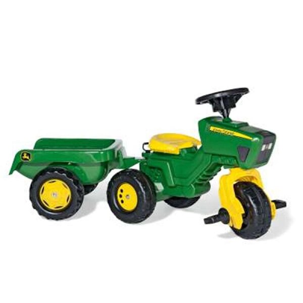 John Deere 102cm Rolly Play Pedal Trike/Tricycle Kids Vehicle w/ Trailer/Loader