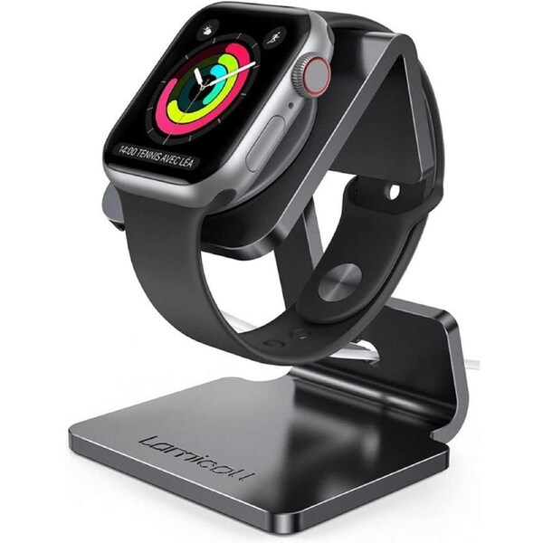 Lamicall Stand for Apple Watch - iWatch Charger Stand Dock Station, Designed for Apple Ultra 2, 1, SE, iWatch Series 10 9 8 7 6 5 4 3 2 1, i Watch 46mm/42mm/49mm/45mm/41mm/44mm/40mm/38mm - Black