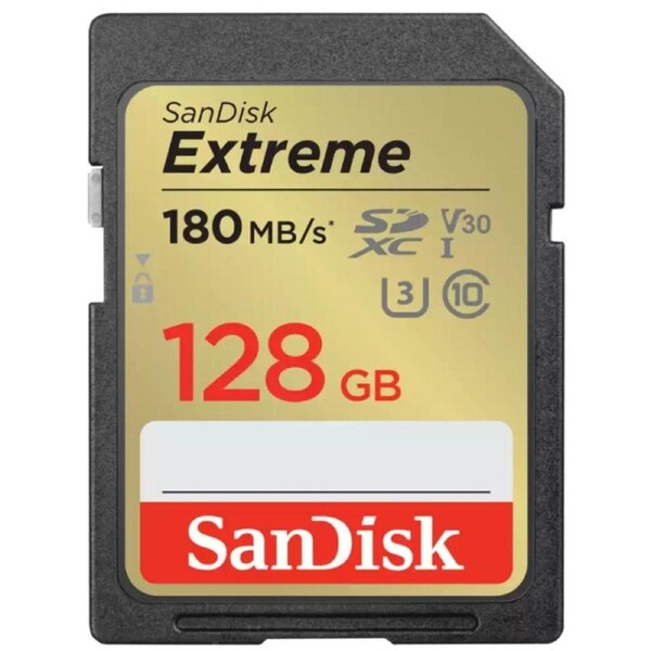 Sandisk Extreme SDXC 128GB 180MB/s R 90MB/s W, V30 U3, C10 Memory Card
