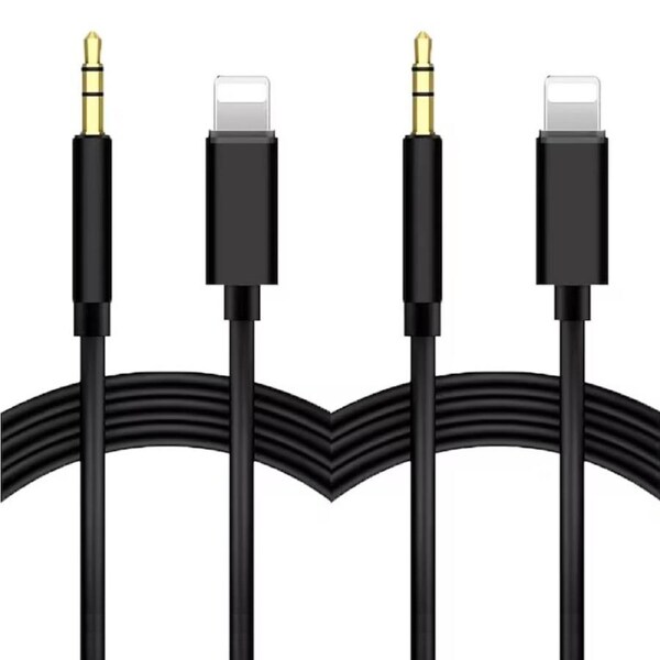 2 PCS Lightning to 3.5mm Jack Male Audio AUX 1m/6ft Cable For iPhone 14 13 ProMax 11 Pro Max XS Max XR 8 7 6 iOS iPad - Black