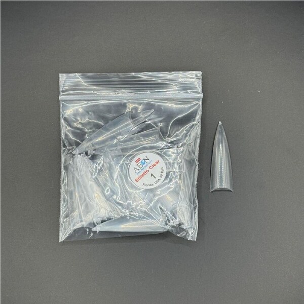AEON - Stiletto Clear Nail Fake False Tips Extension Refill Size 1 (50pcs)