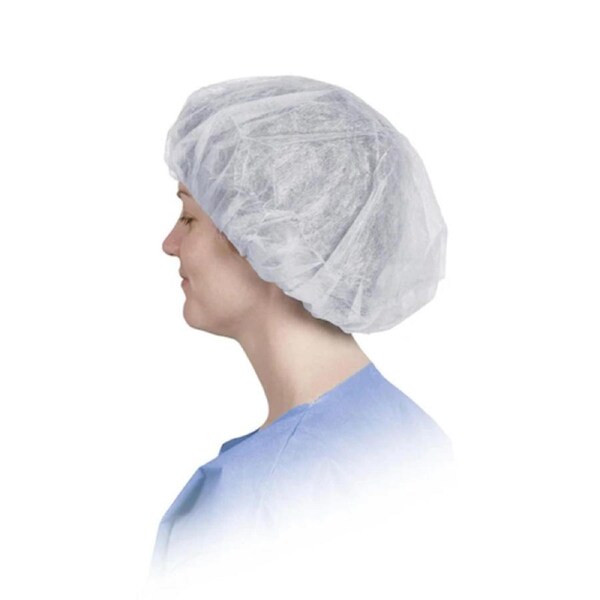 Medline Spunbond Polypropylene Bouffant Caps White 500/ctn