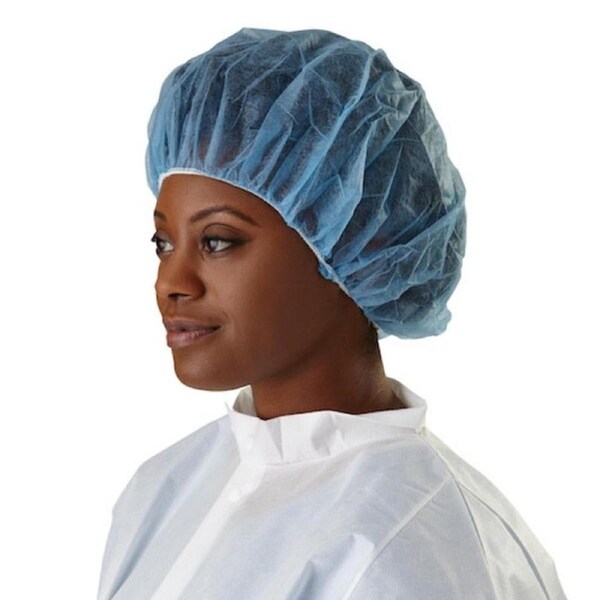 Medline Spunbond Polypropylene Bouffant Caps Blue 500/ctn