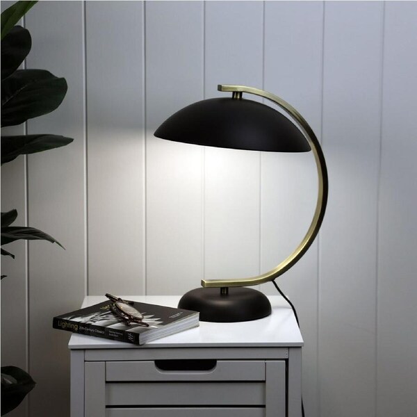 Oriel Lighting DECO Table Lamp Black Antique Brass