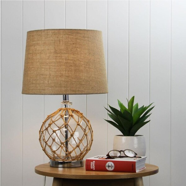 Oriel Lighting YAMBA Hamptons Glass Table Lamp w Shade