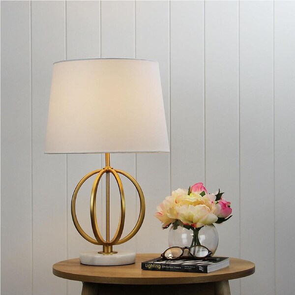 Oriel Lighting LOXTON Gold painted metal/ marble table lamp w Shade