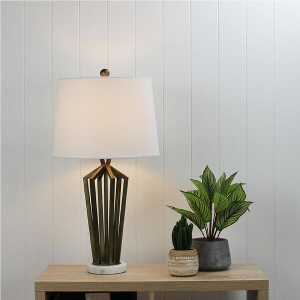 Oriel Lighting ROMSEY Art Décor Marble Based Metal Table Lamp w Shade