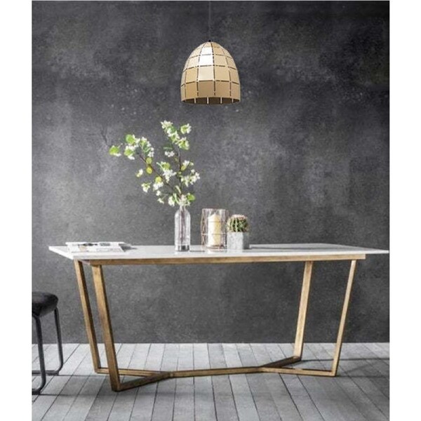 ARMIS: Retro Tiled Ellipse Shape Pendant Lights Champagne Gold