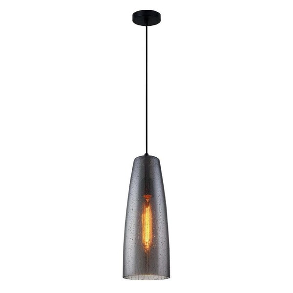 CHUVA: Smokey Black Glass with Rain Drop Effect Long Cone Pendant Light