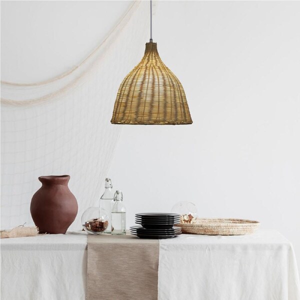 Oriel Lighting BUKIT Cane Shade Pendant Light