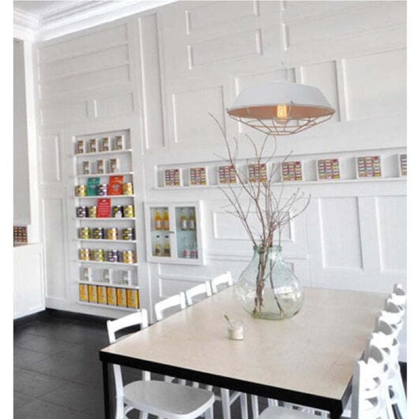 MATRIX: Industrial Iron Dome & Cage Pendant Lights Matte White