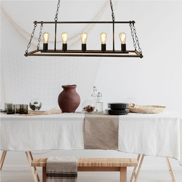 Oriel Lighting ISLAND 5 Light Timber Pendant Light