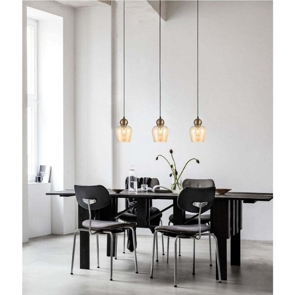 CHAMPAN: Bronze Amber Ellipse Multiple Bar Base Pendant Lights