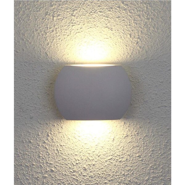REMO: Surface Mounted LED Exterior Curved Up/Down Wall Lights IP54 White