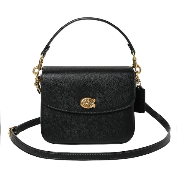 Coach Polished Pebbled Leather Cassie Crossbody 19 Bag Black