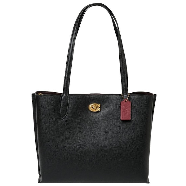 Coach Polished Pebble Leather Willow Tote Bag Black