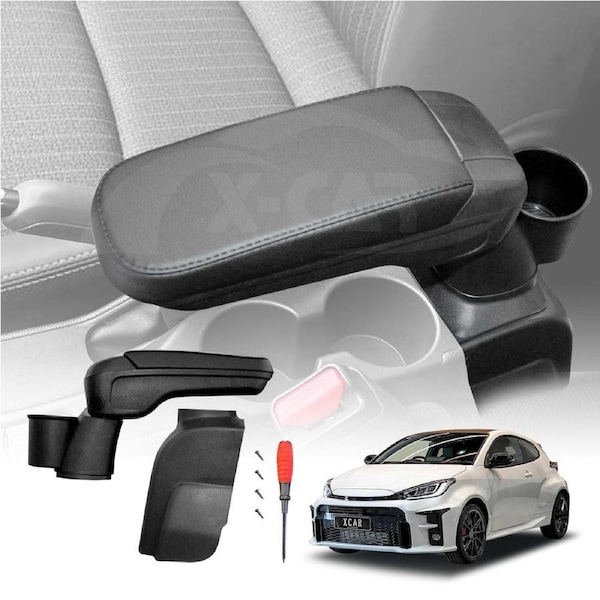 Central Armrest Storage Box with Cup Holder for Toyota Yaris GR 2021-2024 Arm Rest Car Interior Accessories
