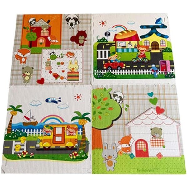 [4PCE] iDeer Life Eva Puzzle Mat, 2x2m, 1.2cm Thick, Eva Foam Flooring, Cartoon Kids Design, 60 x 60 cm/Each PCE
