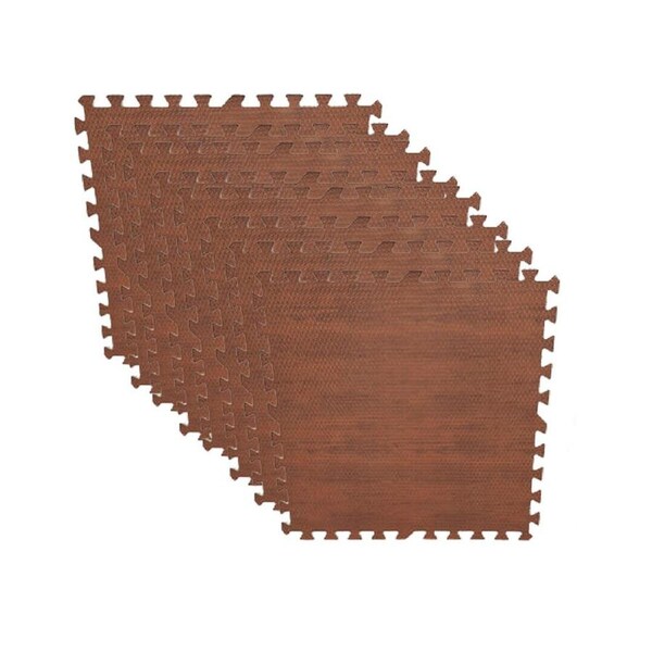 [8PCE] iDeer Life Eva Puzzle Mat, Wooden Pattern, Foam Tiles, 4x4m,1.2cm thick (60 x 60 cm/each) (Brown)