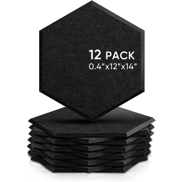 iDEER LIFE Acoustic Foam 12Pcs Sound Absorbing Panels Wall Tiles (Hexagon Shape)