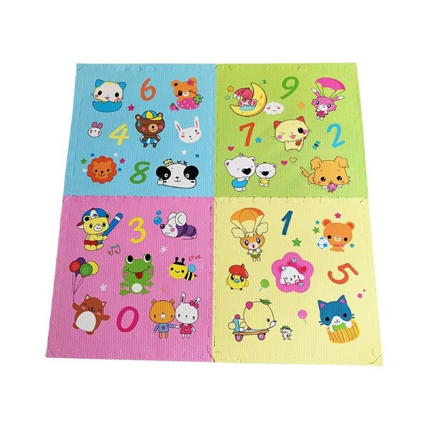 iDeer Life [4PCE] Eva Puzzle Mat, Comfortable Flooring, 1.2cm thick - 60 x 60 cm - Cartoon Number