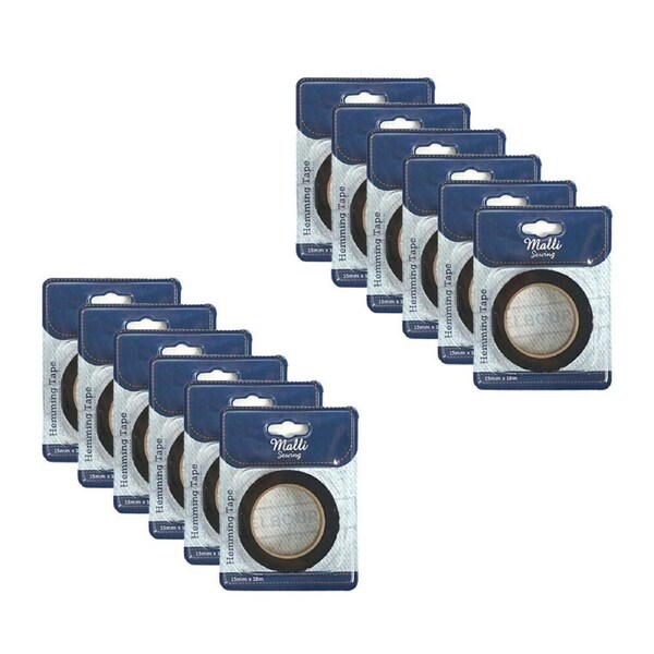 12PK Malli Sewing Hemming DIY Adhesive Sewing Fastening Tape 15mm x 18M Assorted