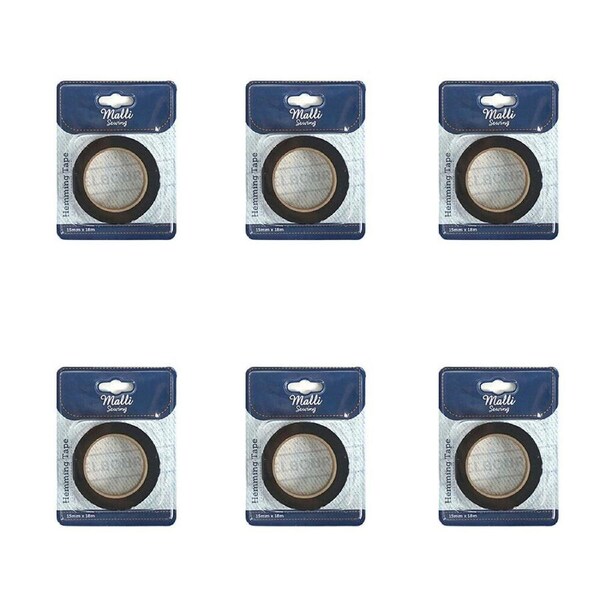 6PK Malli Sewing Hemming DIY Adhesive Sewing Fastening Tape 15mm x 18M Assorted