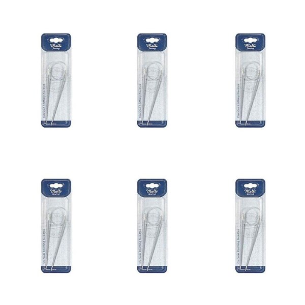 6PK Malli Aluminium/Plastic Circular Knitting Needles Yarn Tool 3mm Grey