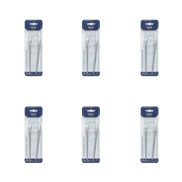 6PK Malli Aluminium/Plastic Circular Knitting Needles Yarn Tool 4mm Grey