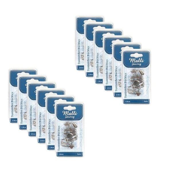 12x 2pc Malli Sewing Metal Suspender Replacement Buckles/Clip 2.8cm Assorted