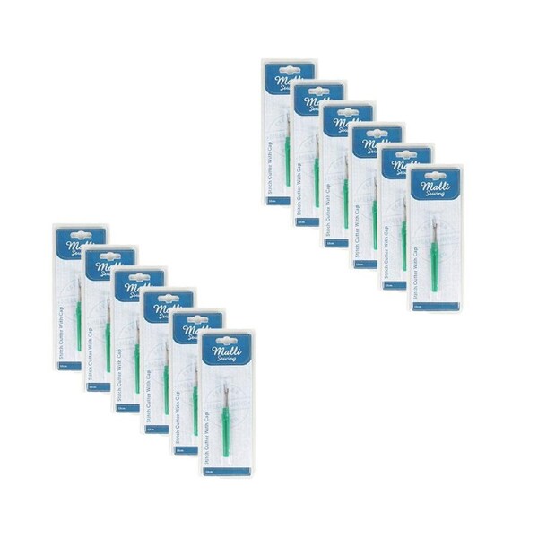 12PK Malli Sewing Metal Stitch Cutter w/ Cap Thread Remover Tool 12cm Assorted