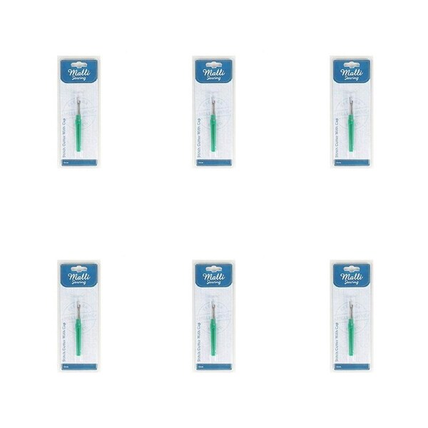 6PK Malli Sewing Metal Stitch Cutter w/ Cap Thread Remover Tool 12cm Assorted