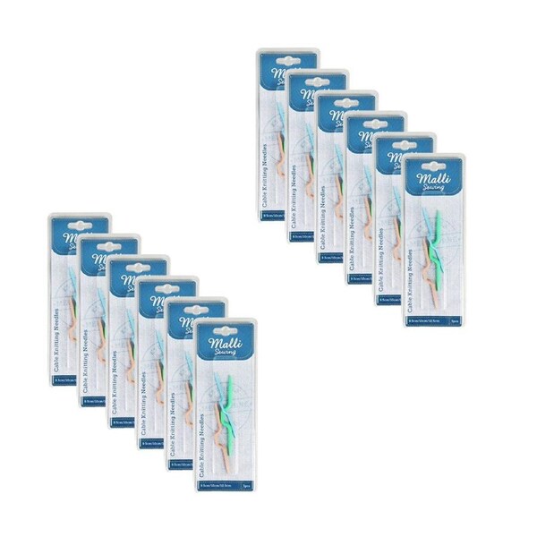 12x 3pc Malli Cable Knitting Needles Soft Grip Cable Stitch Holder Assorted