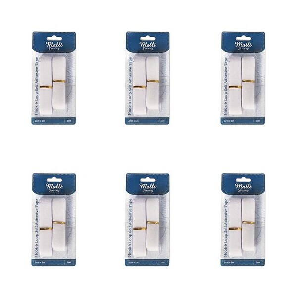 6PK Malli Sewing Hook & Loop Self Adhesive Reusable Fabric Fastener 1220mm x 1m