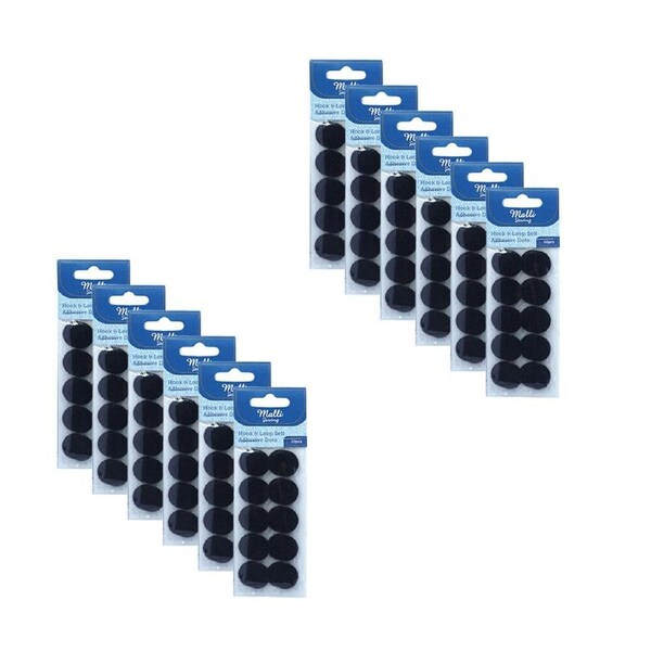 12PK Malli Sewing Round Hook & Loop Self Adhesive Dots Reusable Fabric Fastener