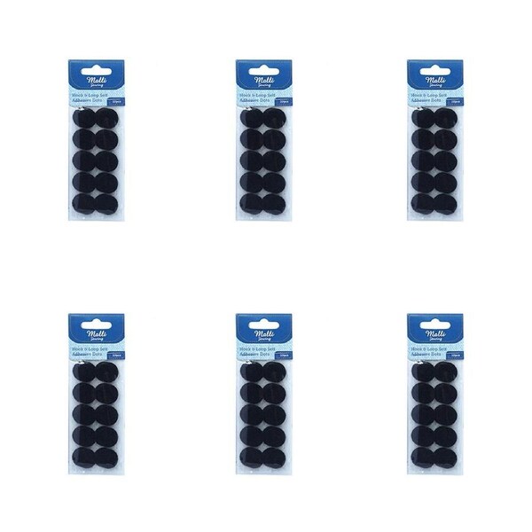 6PK Malli Sewing Round Hook & Loop Self Adhesive Dots Reusable Fabric Fastener