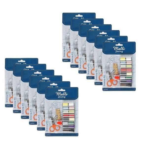12x 28pc Malli Sewing Portable Compact Emergency Sewing Repair Travel Size Kit