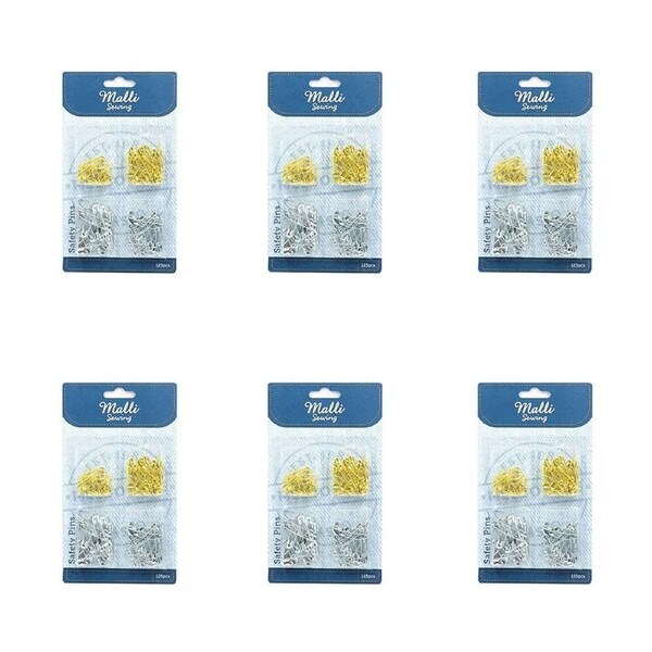 6x 125pc Malli Sewing Asstd Dressmaker Sewing/Tailoring Safety Pins Silver/Gold