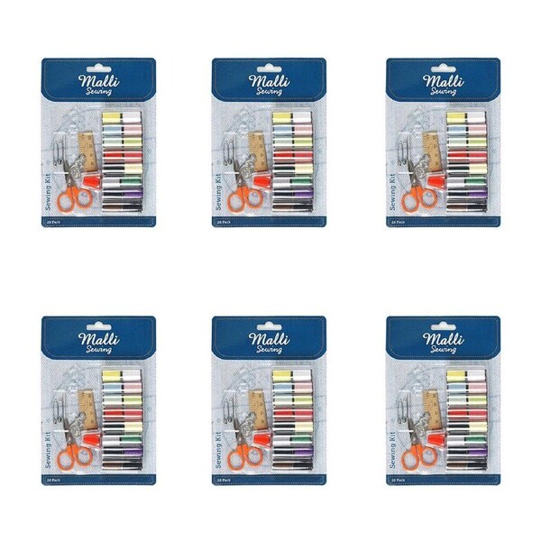 6x 28pc Malli Sewing Portable Compact Emergency Sewing Repair Travel Size Kit