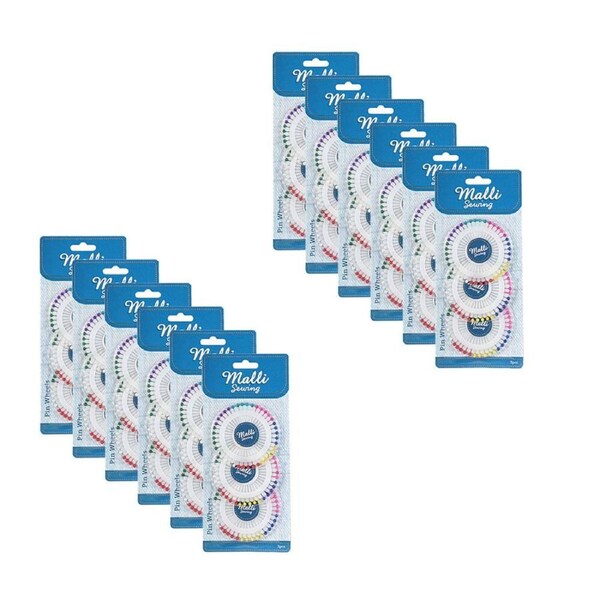 12x 12pc Malli Sewing Dressmaker Steel Round DIY Sewing Pin Wheel Set Assorted