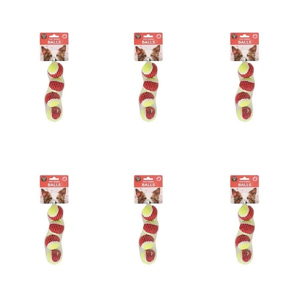 6x 4pc Dudley's World of Pets Mini Rubber Tennis Balls Dog Toy 4.2cm Assorted