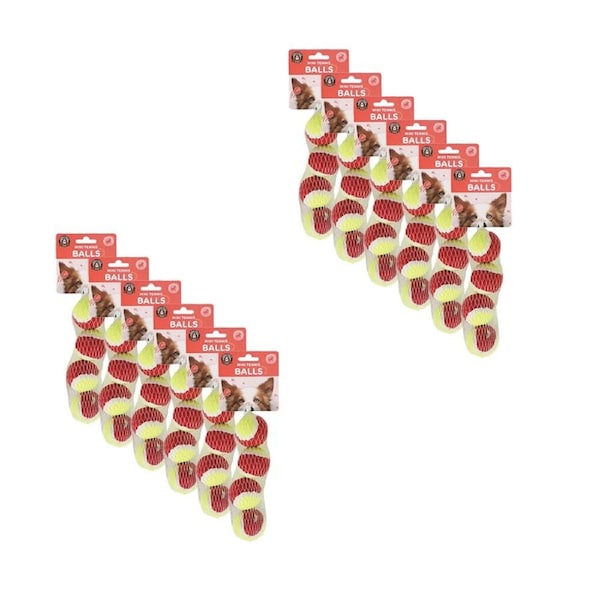 12x 4pc Dudley's World of Pets Mini Rubber Tennis Balls Dog Toy 4.2cm Assorted