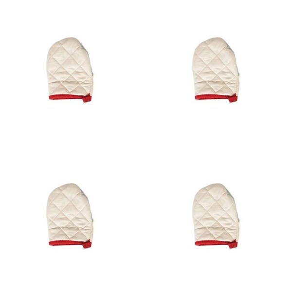 4x TopChef Mini Cotton Oven Mitt Heat Proof Gloves 1216x11.5cm Beige Assorted