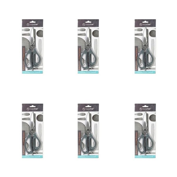 6x TopChef Multi-Function Steel/Plastic Kitchen Scissor Cooking Shears 1222x8cm