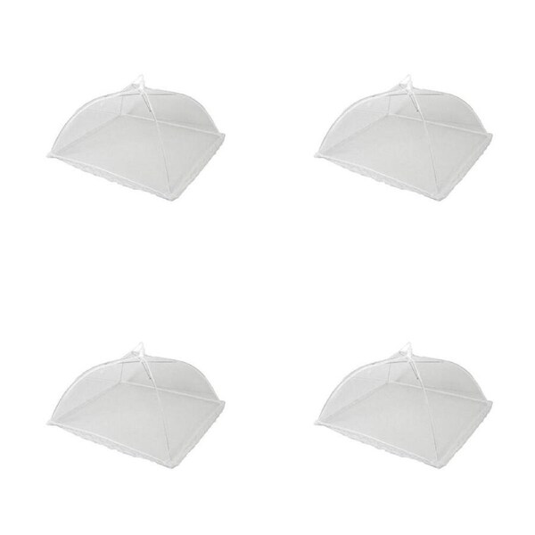 4x TopChef Plastic Mesh Indoor/Outdoor Food Cover Screen Tent 1240x40cm White