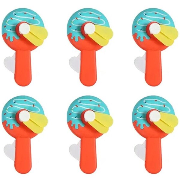 6PK Jemark Portable Hand Held Fan Donut Compact Travel Fan 2414x7cm Assorted