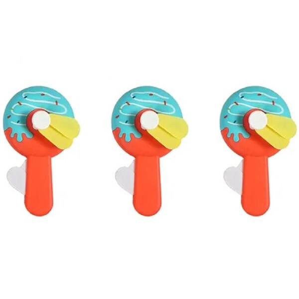 3PK Jemark Portable Hand Held Fan Donut Compact Travel Fan 2414x7cm Assorted