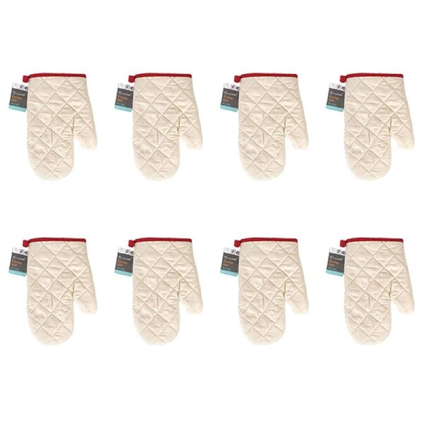 8x TopChef Mini Cotton Oven/Kitchen Cooking/Baking Mitt 1224x16.5cm Beige Asstd