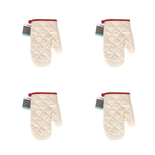 4x TopChef Mini Cotton Oven/Kitchen Cooking/Baking Mitt 1224x16.5cm Beige Asstd