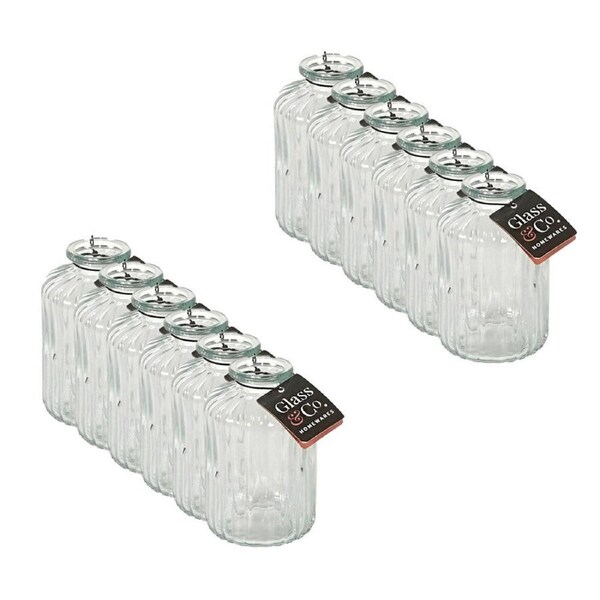 12PK Glass & Co Ribbed Bottle Glass Vase Flower Holder Home Decor 246x10cm Clear